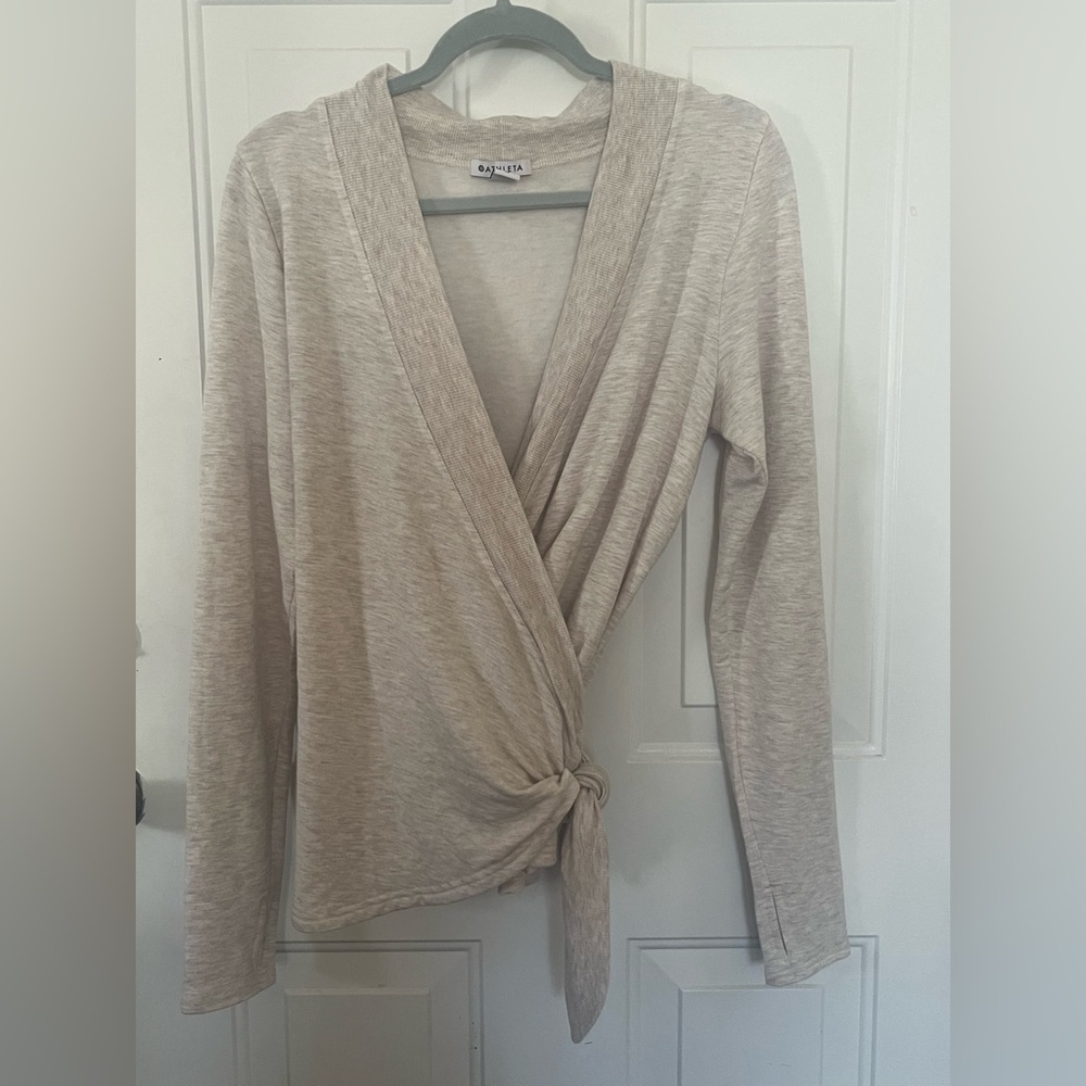 NWOT Athleta Poise Dance Wrap Cardigan - Heathered Tan - Sz Medium